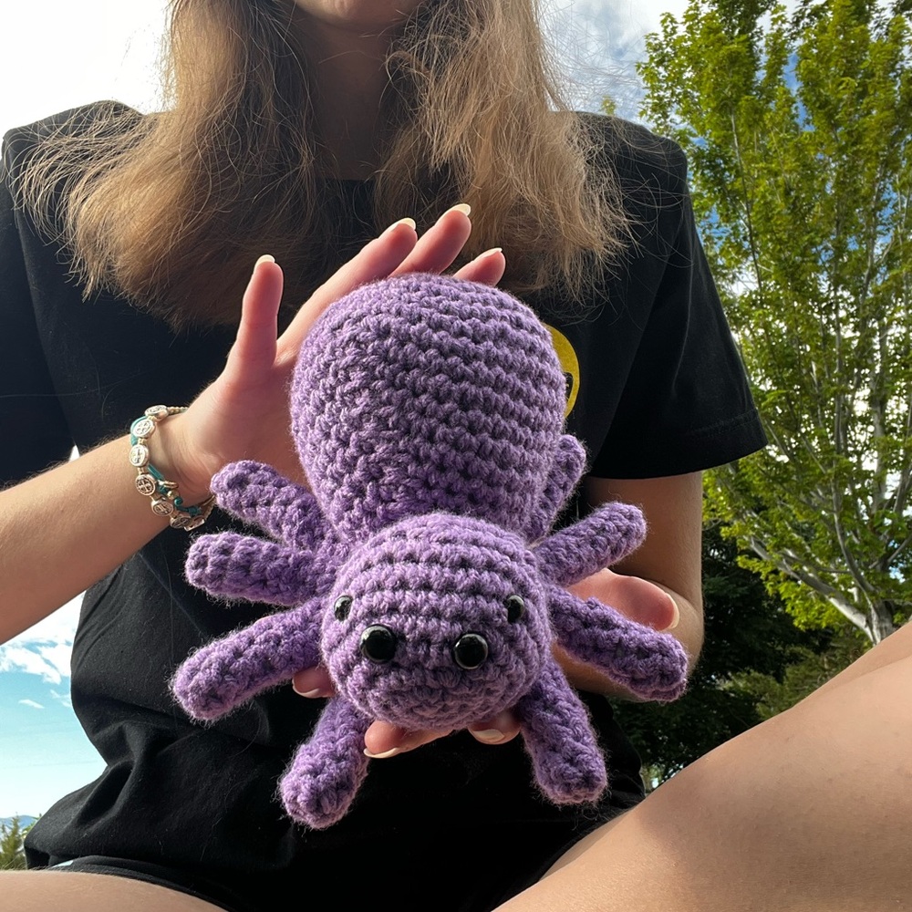 Hand Crocheted Lucas the Purple Little Spider Stuffed Animal Halloween Decor! - Picture 2 of 10